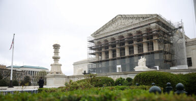 The U.S. Supreme Court on an overcast day.