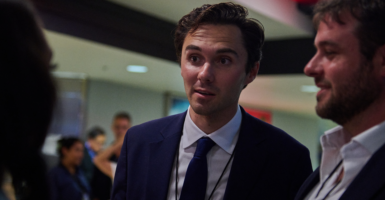 David Hogg attends the 2024 Democratic National Convention in Chicago on Aug. 22.