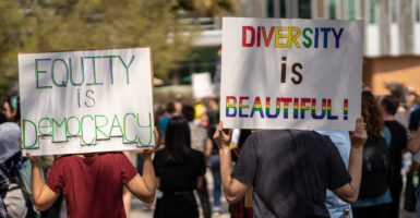 Students at the University of South Florida, Tampa hold signs such as "Diversity is Beautiful" to protest Gov. Ron DeSantis's crackdown on DEI at the state's colleges and universities.