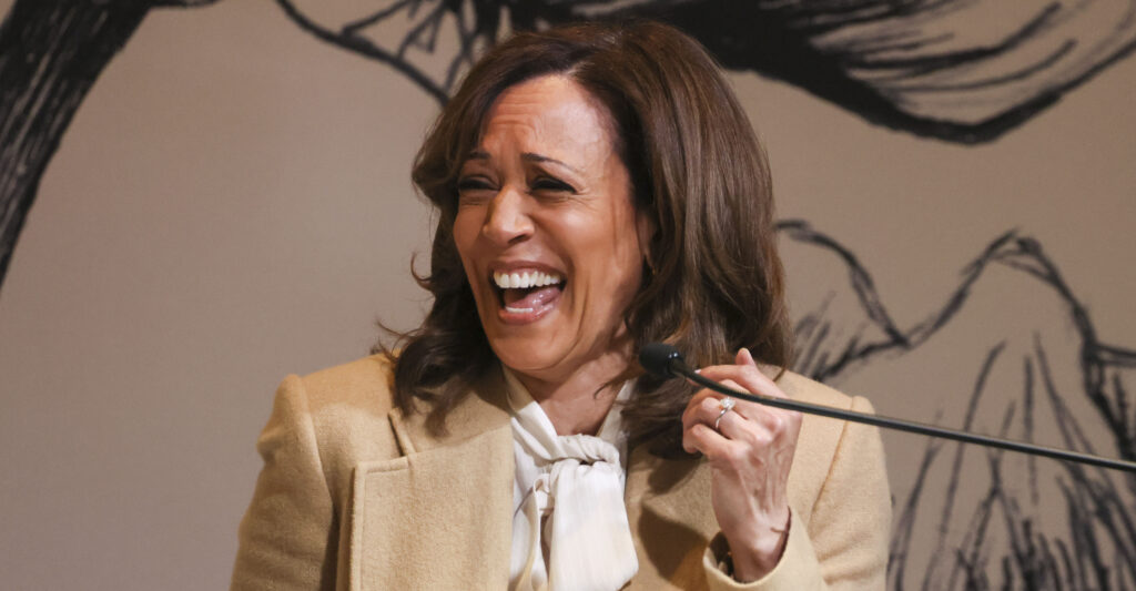 Former Vice President Kamala Harris, laughing