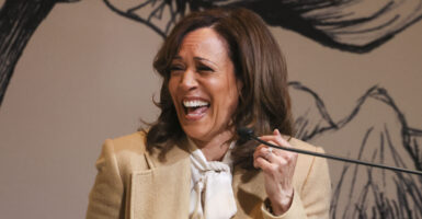 Former Vice President Kamala Harris, laughing