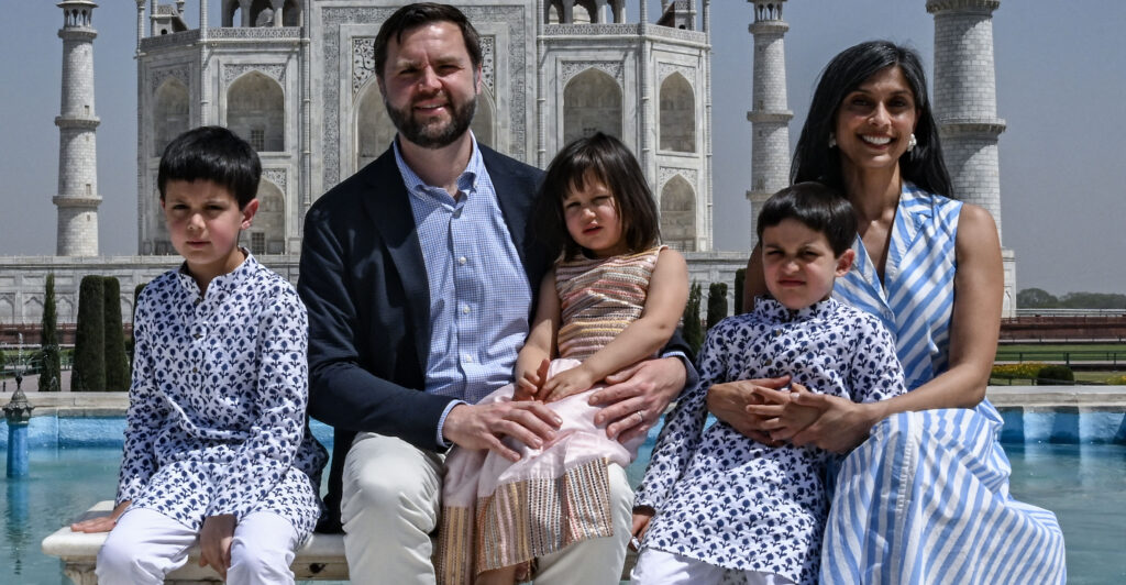 Vice President JD Vance, wife Usha Vance, and their children visit the Taj Mahal in Agra, India, on Wednesday.