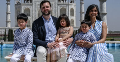 Vice President JD Vance, wife Usha Vance, and their children visit the Taj Mahal in Agra, India, on Wednesday.