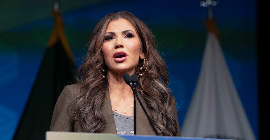 DHS Secretary Kristi Noem speaks at the Border Security Expo in