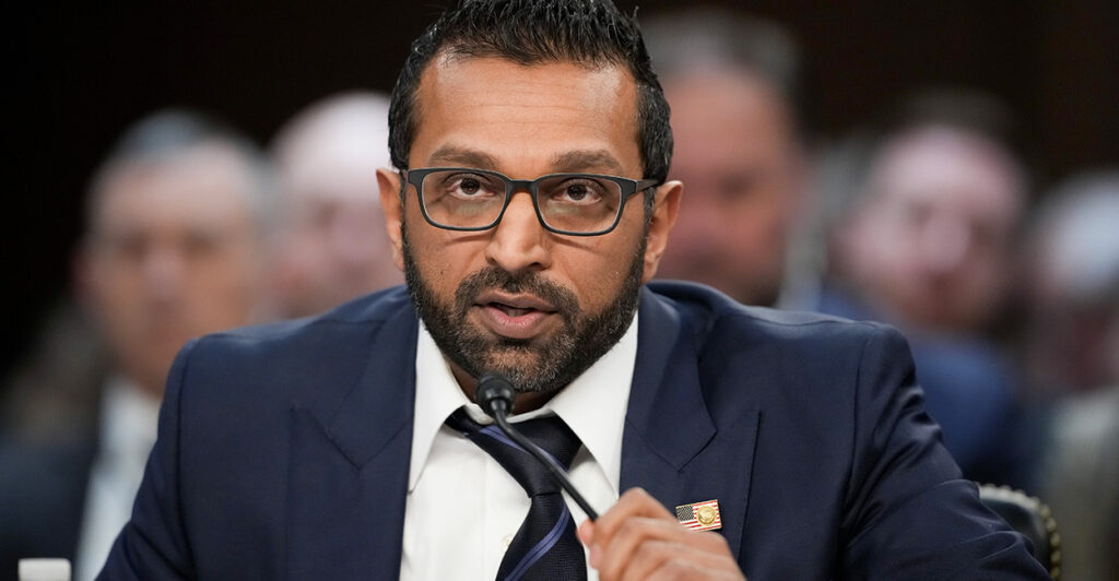 Then-FBI Director-designate Kash Patel testifies at his Senate Intelligence Committee confirmation hearing on March 25.