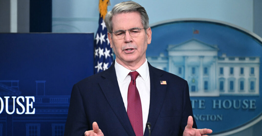 Treasury Secretary Scott Bessent addresses a press briefing Tuesday.