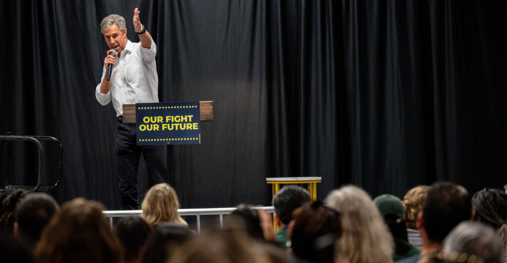Former Rep. Beto O'Rourke, D-Texas, speaks at an "Our Fight, Our Future" rally on Oct. 2 in Austin, Texas.