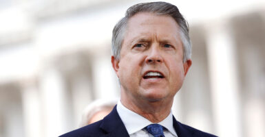 Sen. Roger Marshall, R-Kan., speaks on border security at a press conference at the Capitol on May 11, 2023.