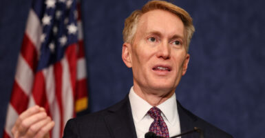 Sen. James Lankford, R-Okla., speaks at a press briefing on the Born-Alive Abortion Survivors Protection Act at the Capitol on Jan. 23.
