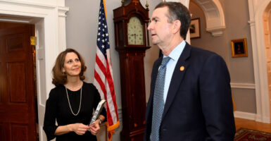 Pamela Northam—seen here on Feb. 9, 2019, with her husband, then-Virginia Gov. Ralph Northam, at the Governor's Mansion in Richmond, Va.—is seen as a potential Democratic candidate for Virginia's 2nd Congressional District seat.