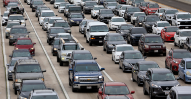 Traffic backs up on southbound Interstate 805 on May 3 in San Diego, California.