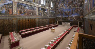 Inside the Sistine Chapel, where the papal conclave began Wednesday