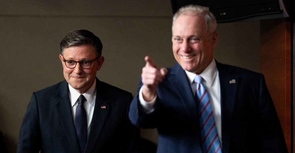 Speaker of the House Mike Johnson (left) and House Majority Leader Steve Scalise, both Louisiana Republicans