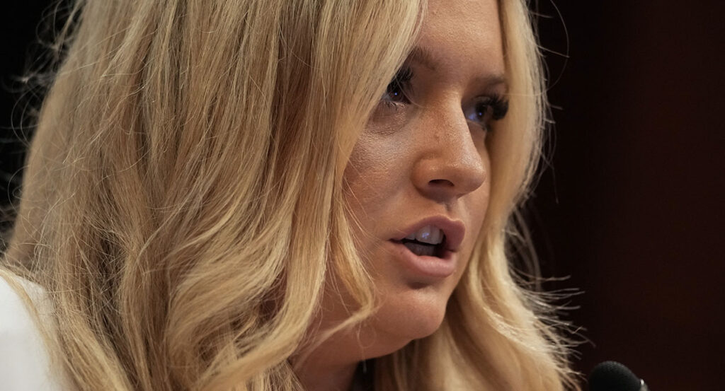 Payton McNabb looks intently while testifying before Congress.