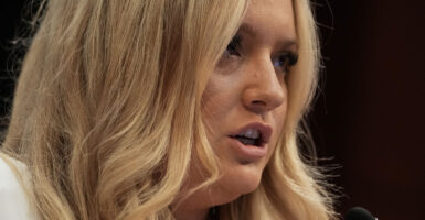 Payton McNabb looks intently while testifying before Congress.