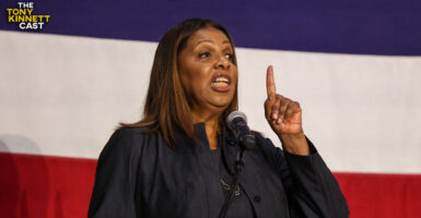 New York Attorney General Letitia James wags an index finger.