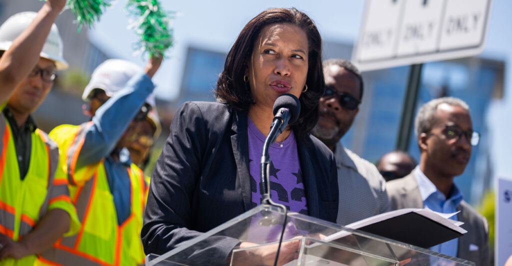 D.C. Mayor Muriel Bowser speaks at a ribbon-cutting ceremony June 2.