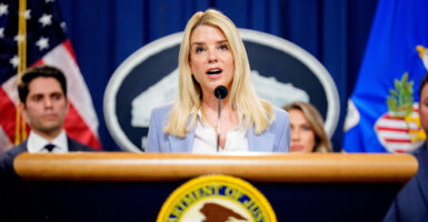 Attorney General Pam Bondi speaks at an event to announce a drug trafficking bust.