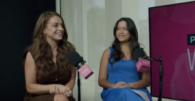 Mary Margaret Olohan, the Daily Wire's White House correspondent (left), and Elise McCue, digital associate for The Daily Signal, chat on the “Problematic Women” podcast.