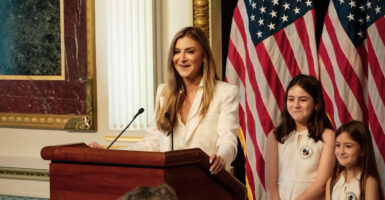PragerU CEO Marissa Streit at the White House wearing white.
