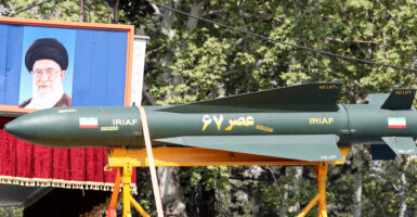 Ayatollah Khamenei and a missile