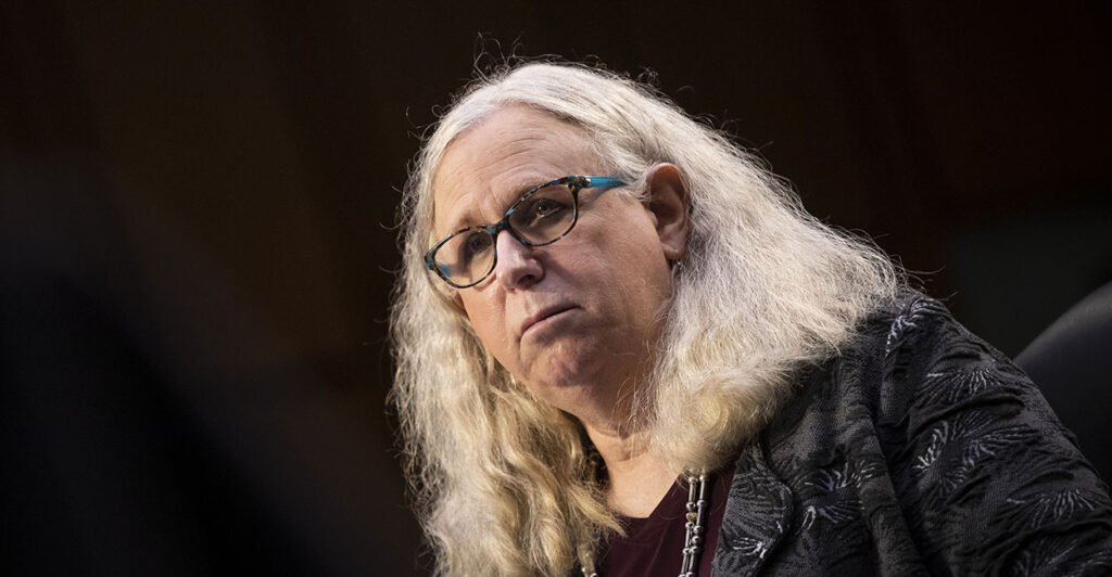 Rachel Levine in a dark blouse