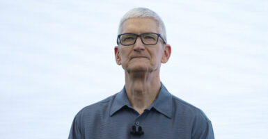 CUPERTINO, CALIFORNIA - JUNE 09: Apple CEO Tim Cook speaks during the Apple Worldwide Developers Conference (WWDC) on June 09, 2025 in Cupertino, California. Cook kicked off the annual Apple WWDC conference, which runs through June 13. Apple is expected to announce design and fuctionality updates to the operating system of its various products.