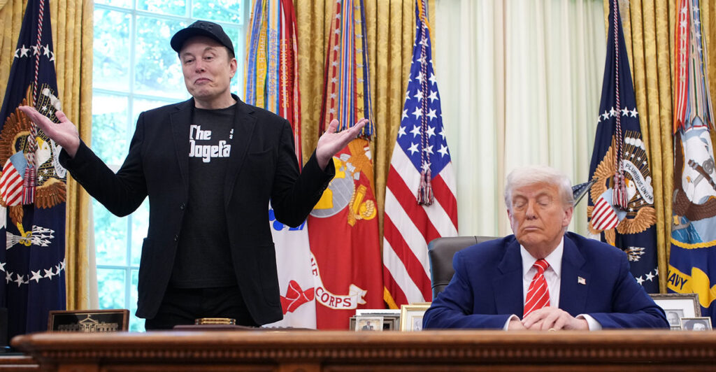 President Trump hosts Elon Musk in the Oval Office of the White House on May 30.