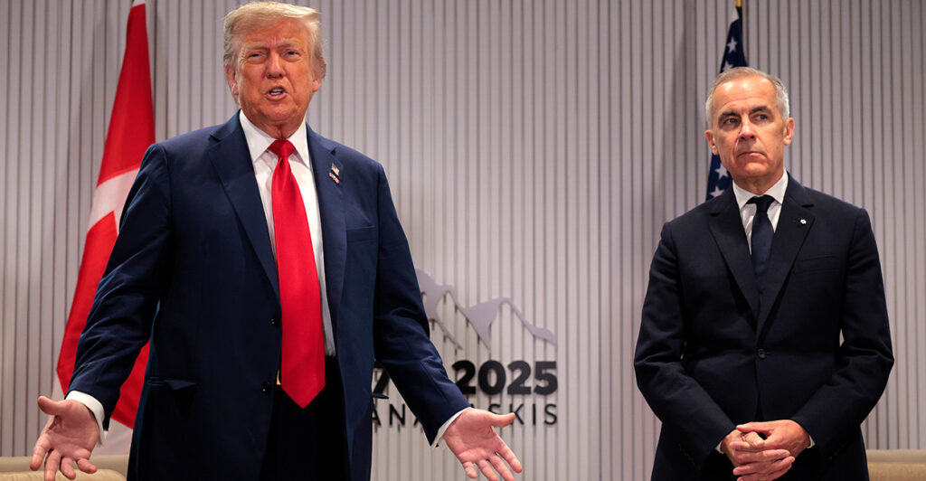 Donald Trump and Canadian Prime Minister Mark Carney at the G-7