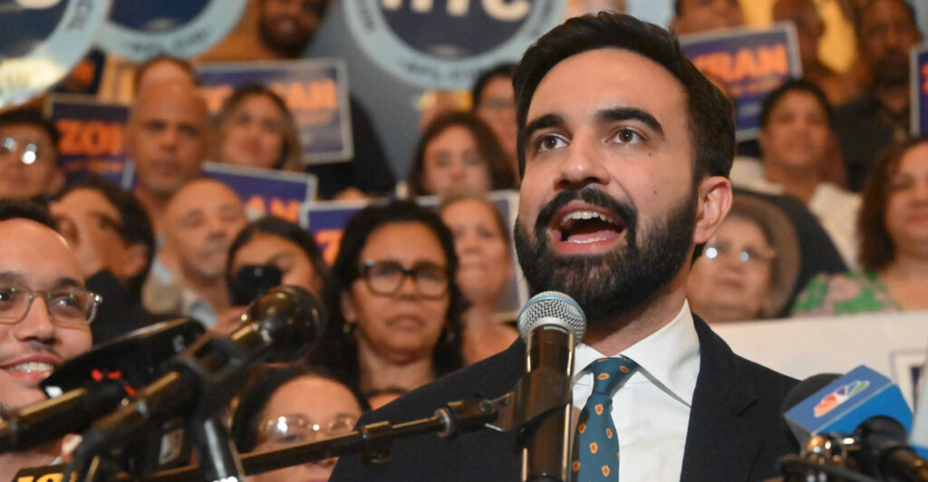 New York City mayoral hopeful Zohran Mamdani speaks at a campaign event Thursday.