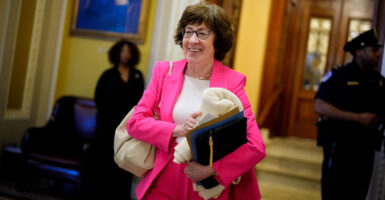 Sen. Susan Collins, R-Maine, walks off the Senate floor on July 1.
