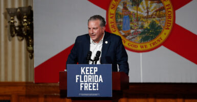 Now a member of Congress, Jimmy Patronis is seen here at a Republican campaign rally on Nov. 7, 2022, in Orlando, Florida.