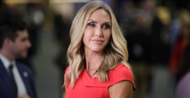 President Donald Trump's daughter-in-law, Lara Trump, in a red dress