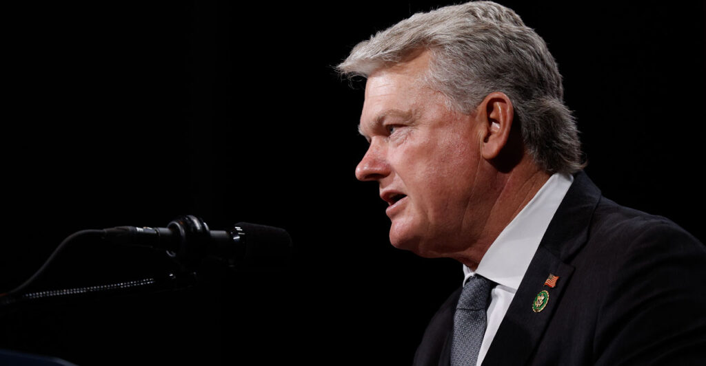 Rep. Mike Collins, R-Ga., speaks before Donald Trump on October 15, 2024 in Atlanta, Georgia.