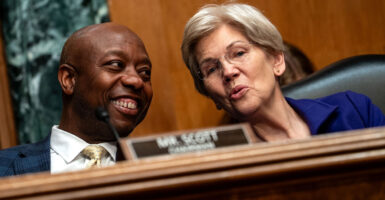 Sens. Tim Scott, R-S.C., and Elizabeth Warren, D-Mass.