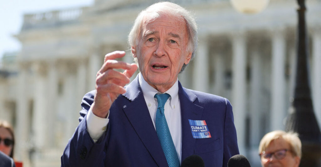Sen. Ed Markey, D-Mass., gestures outside the Capitol.