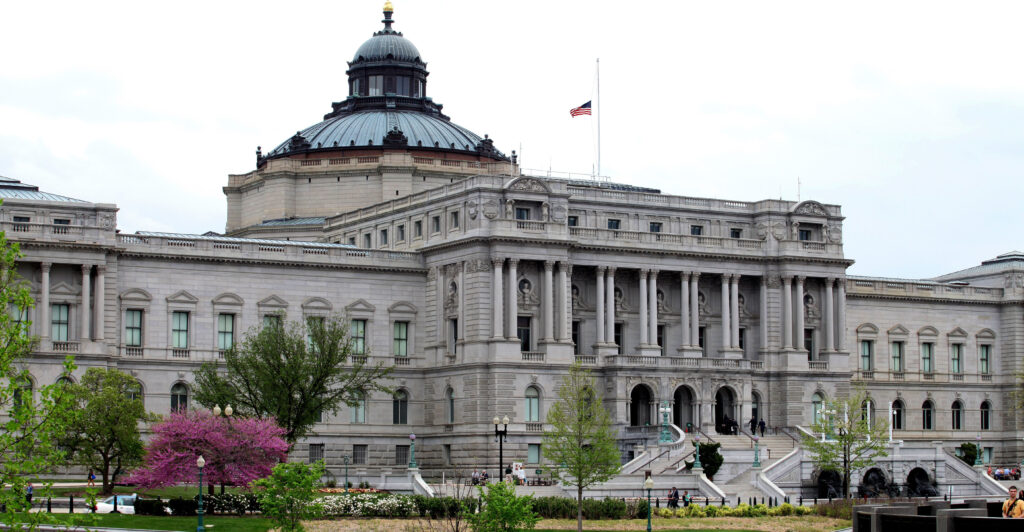 Library Of Congress Thomas Jefferson Building, as photographed from Capitol Hill in Washington, D. C. on APRIL 19.