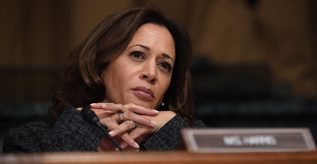 Sen. Kamala Harris folds her hands