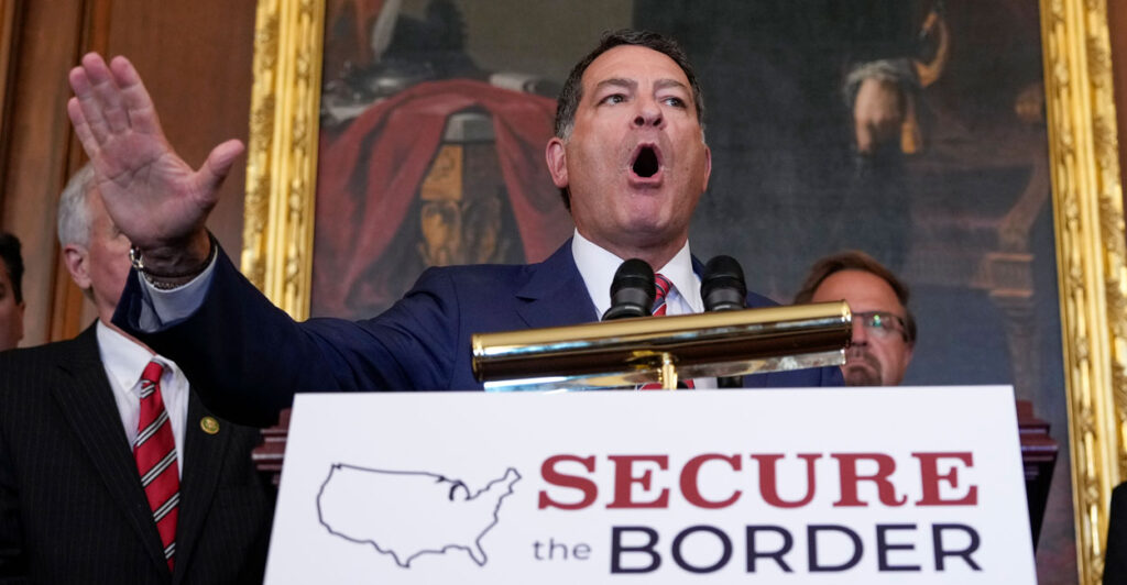 Now-former Rep. Mark Green, R-Tenn., at a "Secure the Border" event.