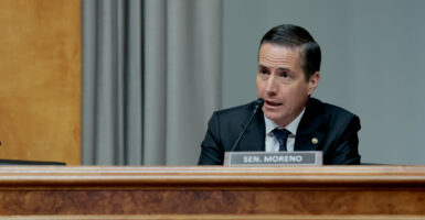 Sen. Bernie Moreno speaks during a committee hearing.