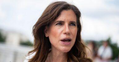 Rep. Nancy Mace, R-S.C., speaks to reporters on the steps of the Capitol.