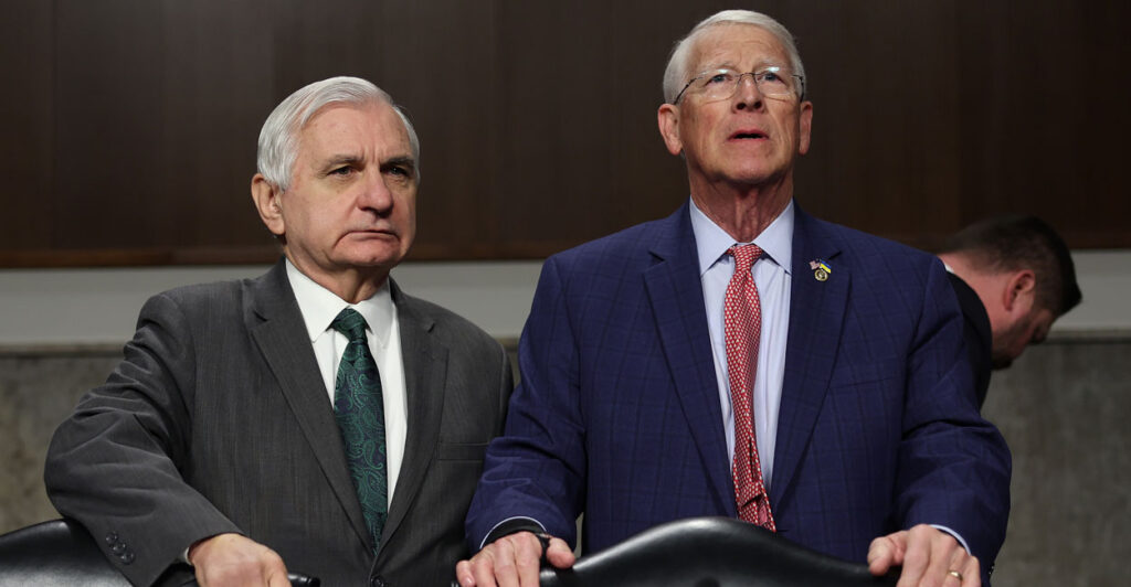 Sens. Jack Reed, D-R.I. (left), and committee Chairman Sen. Roger Wicker, R-Miss.