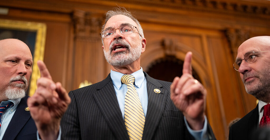From left: Republican Reps. Chip Roy of Texas, Andy Harris of Maryland, and Clay Higgins of Louisiana