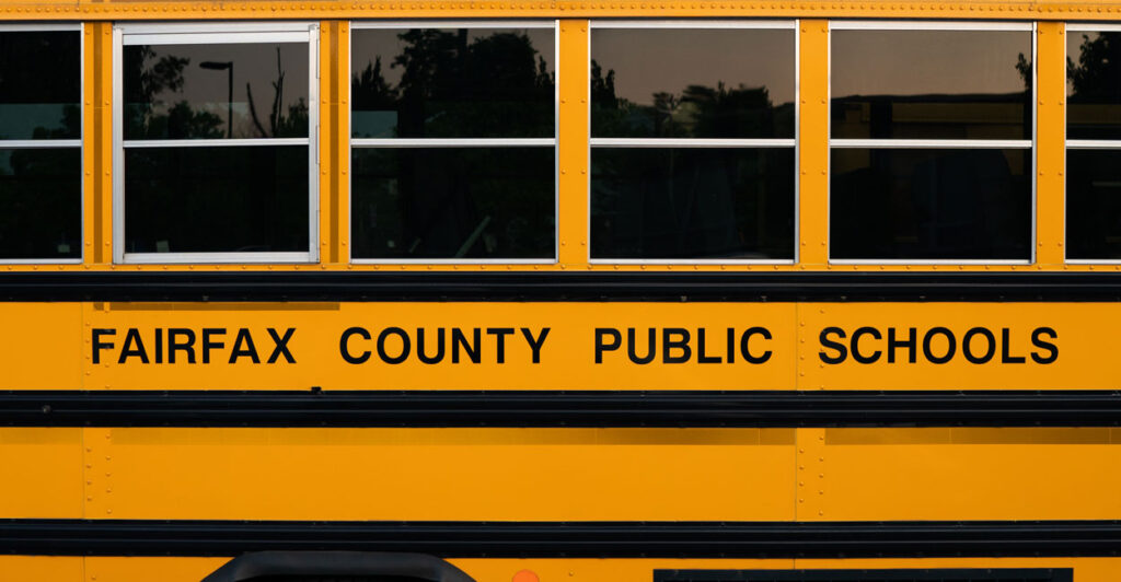 A Fairfax County, Virginia, Public Schools yellow school bus