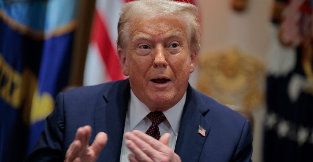 President Donald Trump speaks during a Cabinet meeting Tuesday.