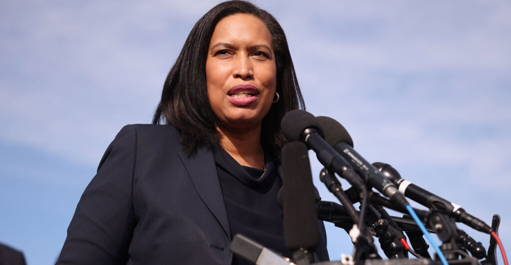D.C. Mayor Muriel Bowser speaks at a press conference outside the U.S. Capitol on March 10, 2024.