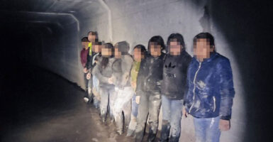 A photo shared on social media by interim Border Patrol Chief for the El Paso Sector Walter Slosar shows a group of illegal aliens being discovered in a storm drain in El Paso, Texas.