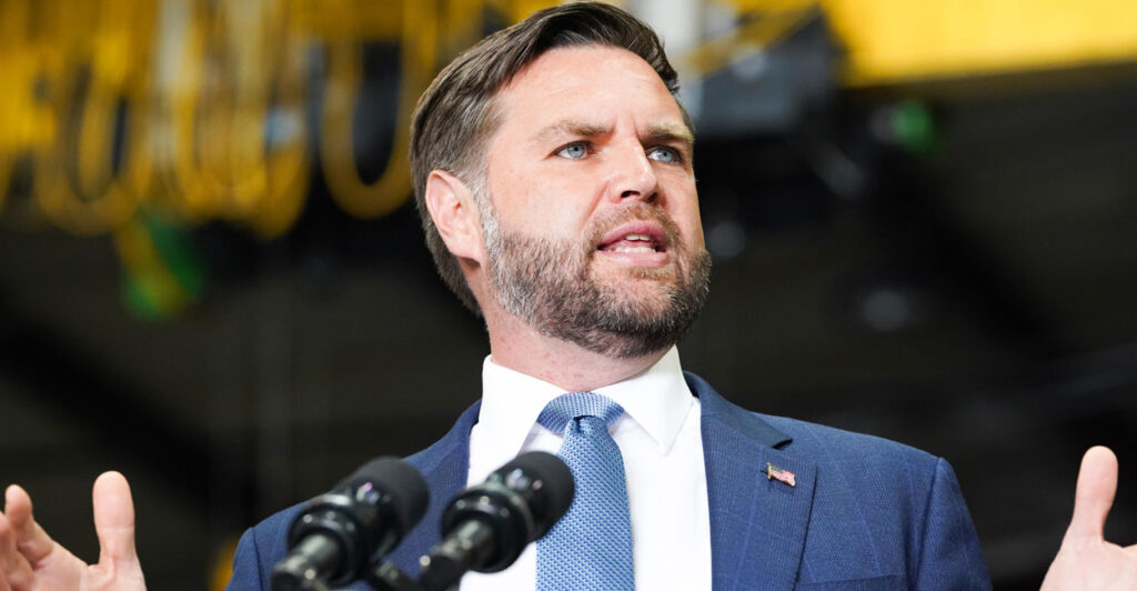 Vice President JD Vance speaks to supporters at an event on Aug. 21 in Peachtree City, Georgia.