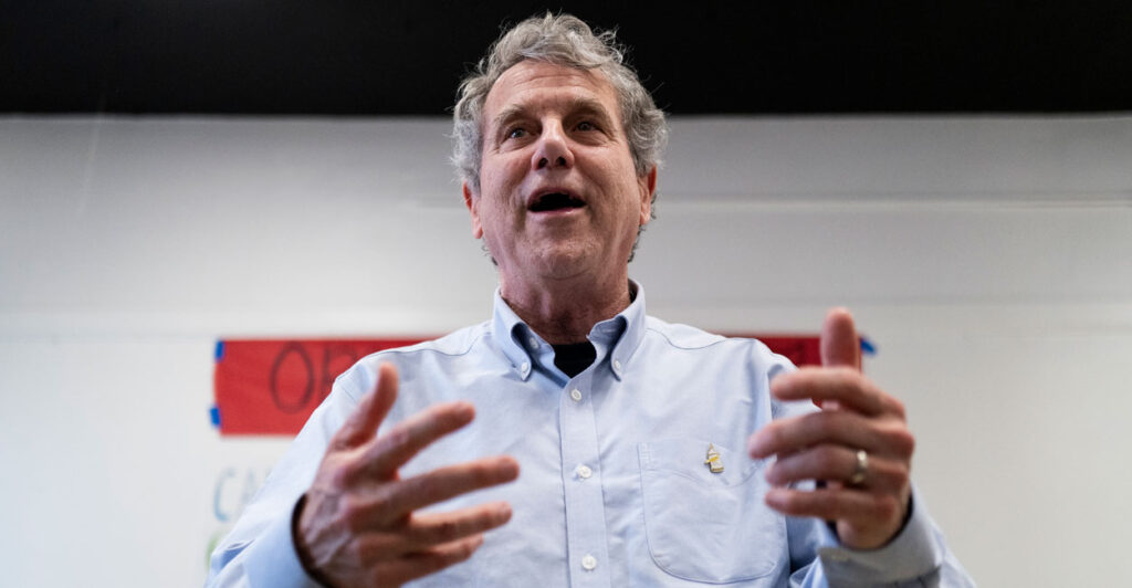 Then-Sen. Sherrod Brown, D-Ohio, campaigns on Nov. 4, the day before Election Day.