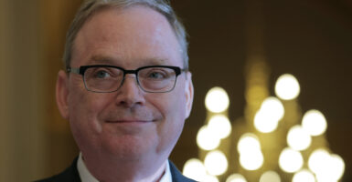 Kevin Hassett looks straight at the camera.